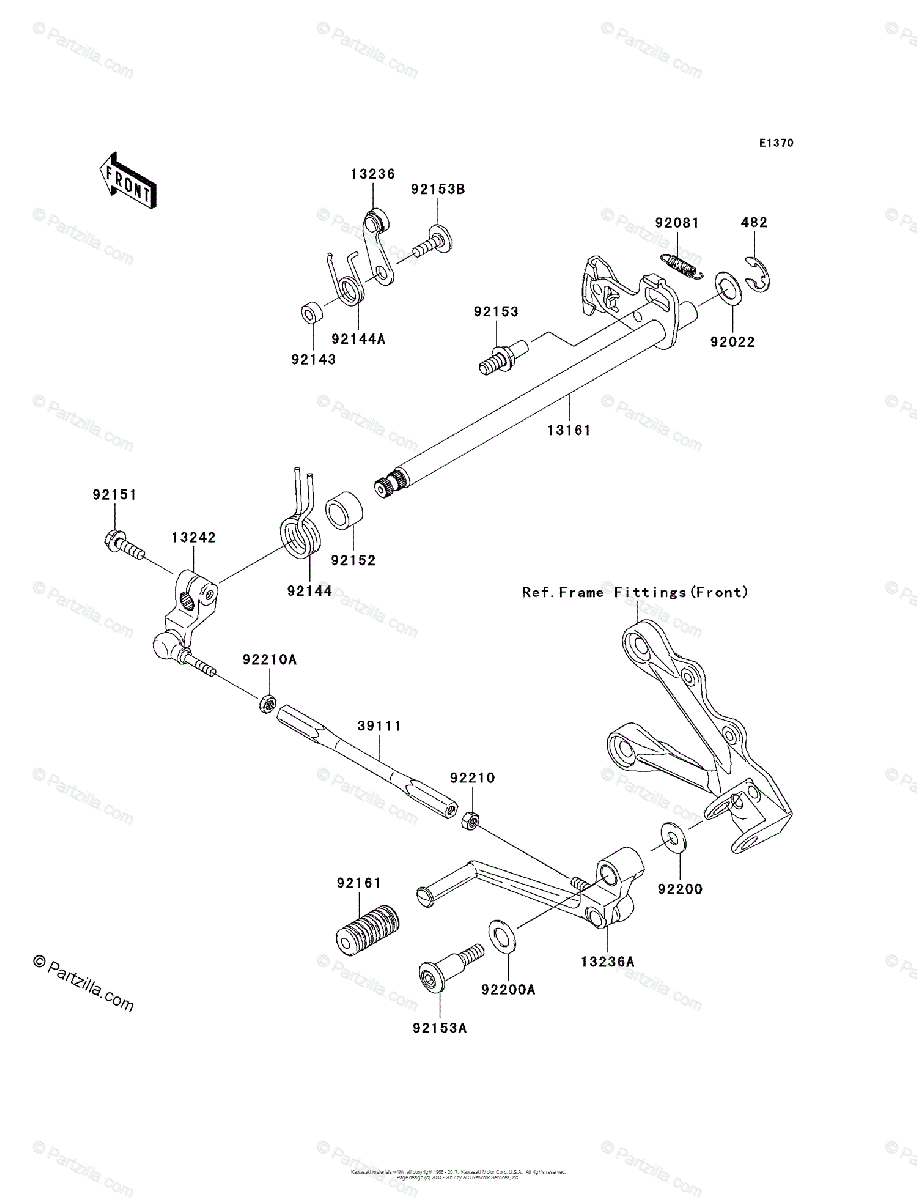 Kawasaki Motorcycle 2006 OEM Parts Diagram for Gear Change 