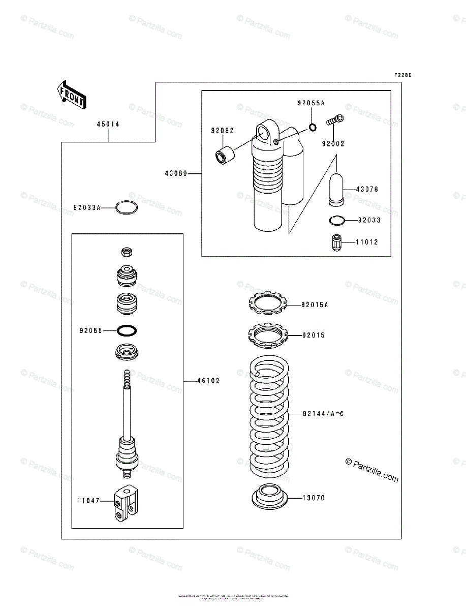Kawasaki Motorcycle 1996 OEM Parts Diagram for Shock Absorber(s