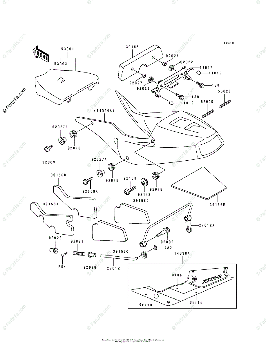 Kawasaki Motorcycle 1991 OEM Parts Diagram for SEAT | Partzilla.com