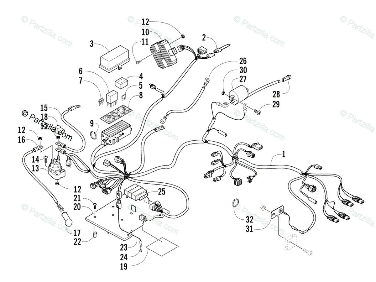 Arctic Cat ATV 2005 OEM Parts Diagram for Wiring Harness Assembly