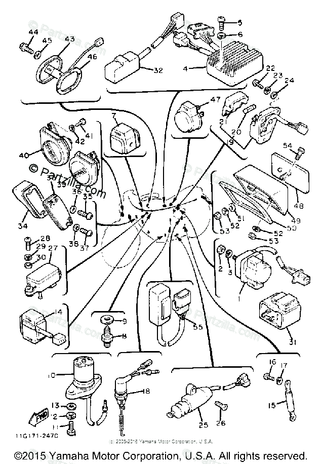 Yamaha Motorcycle 1982 OEM Parts Diagram for Electrical - 2 | Partzilla.com