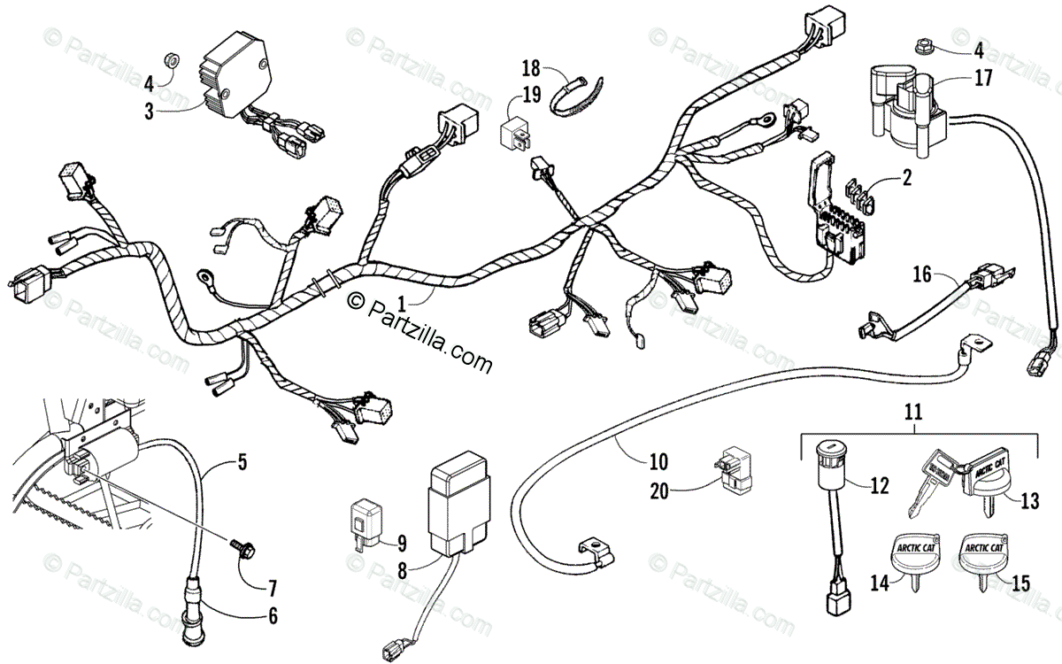 Arctic Cat ATV 2006 OEM Parts Diagram for Electrical And Wiring Harness  Assembly | Partzilla.com Arctic Cat DVX 250 Partzilla