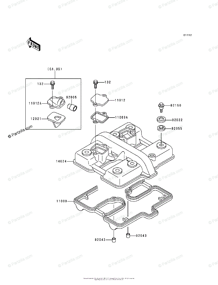 Kawasaki Motorcycle 1995 OEM Parts Diagram for CYLINDER HEAD COVER 