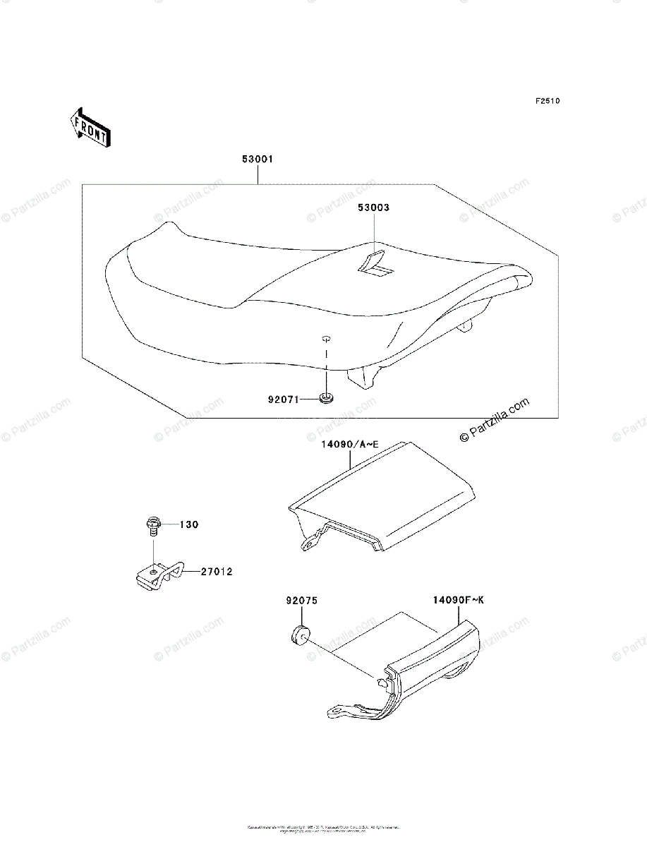 Kawasaki Motorcycle 2002 OEM Parts Diagram for SEAT | Partzilla.com