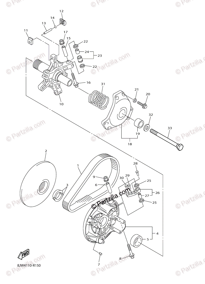 Yamaha Snowmobile 2022 OEM Parts Diagram for Primary Sheave | Partzilla.com