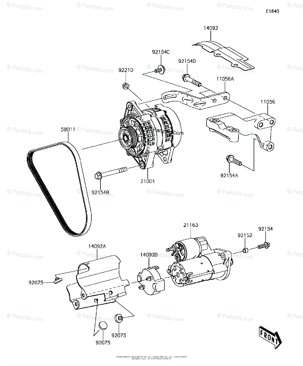 Kawasaki Side by Side 2018 OEM Parts Diagram for Starter Motor