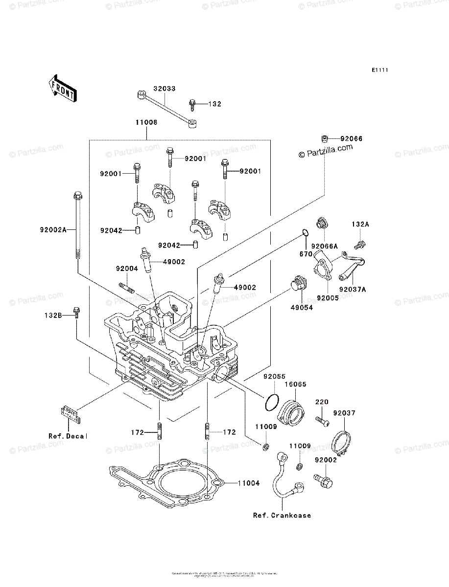 Kawasaki ATV 2003 OEM Parts Diagram for CYLINDER HEAD | Partzilla.com
