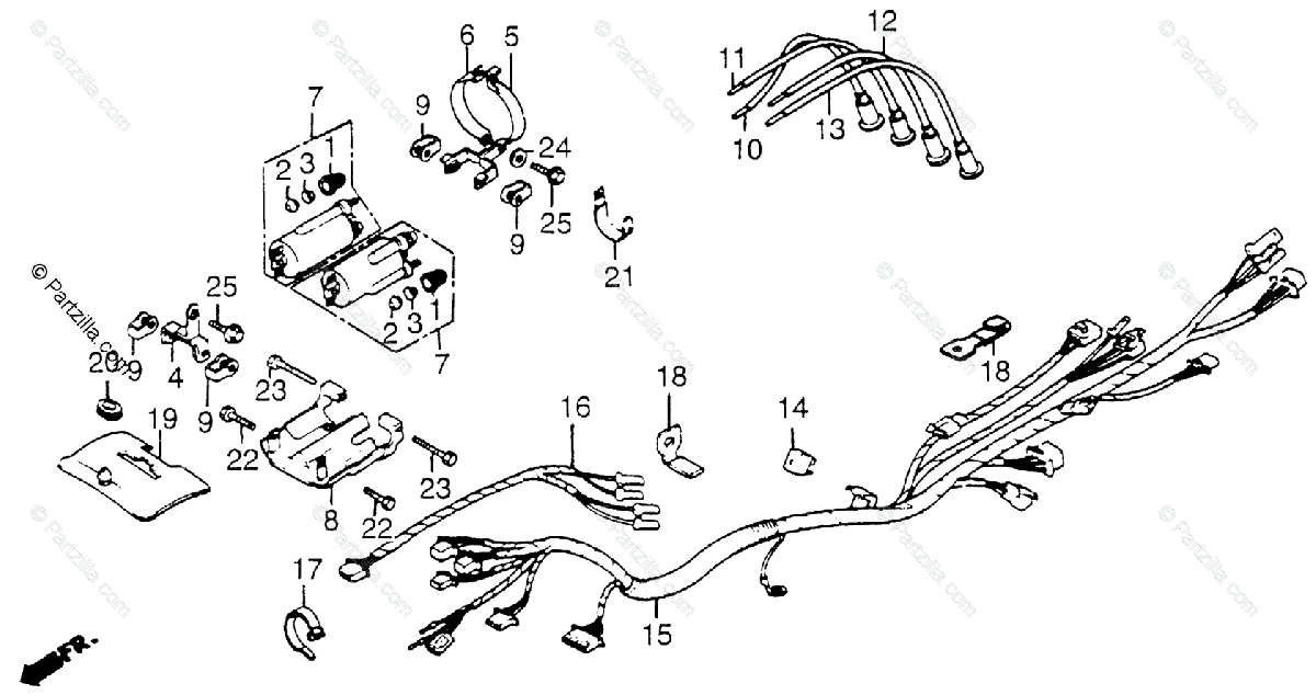 Honda Motorcycle 1983 OEM Parts Diagram for Wire Harness / Ignition
