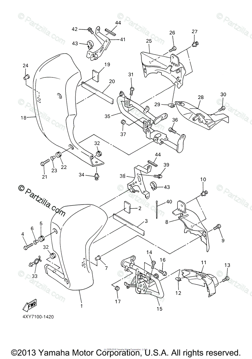 Yamaha Motorcycle 2005 OEM Parts Diagram for Cowling 2 | Partzilla.com