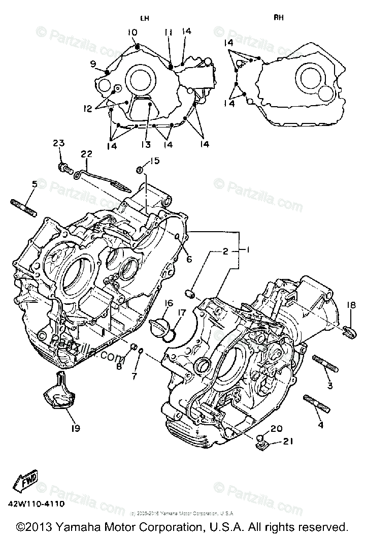 Yamaha Motorcycle 1985 OEM Parts Diagram for Crankcase | Partzilla.com