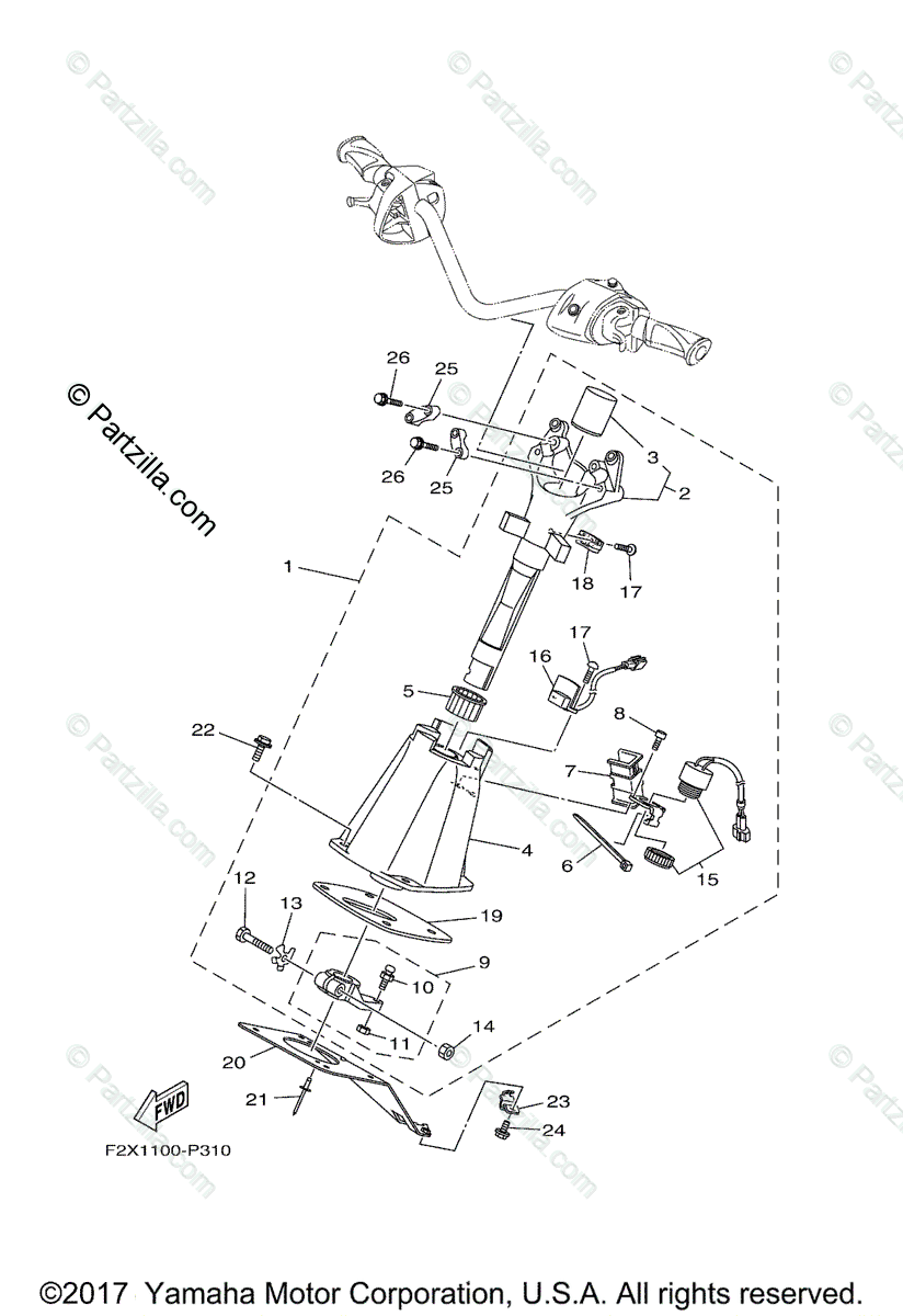 Yamaha Waverunner 2017 OEM Parts Diagram for Steering (2) | Partzilla.com