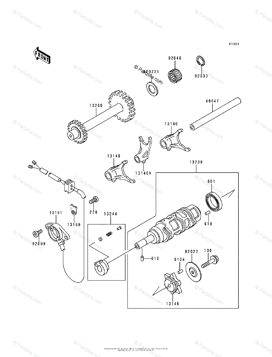 Kawasaki ATV 1999 OEM Parts Diagram for Gear Change Drum/Shift 