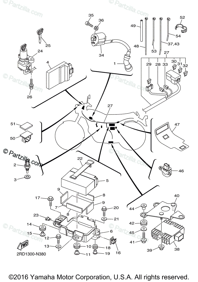 Yamaha Motorcycle 2017 OEM Parts Diagram for Electrical - 1 | Partzilla.com
