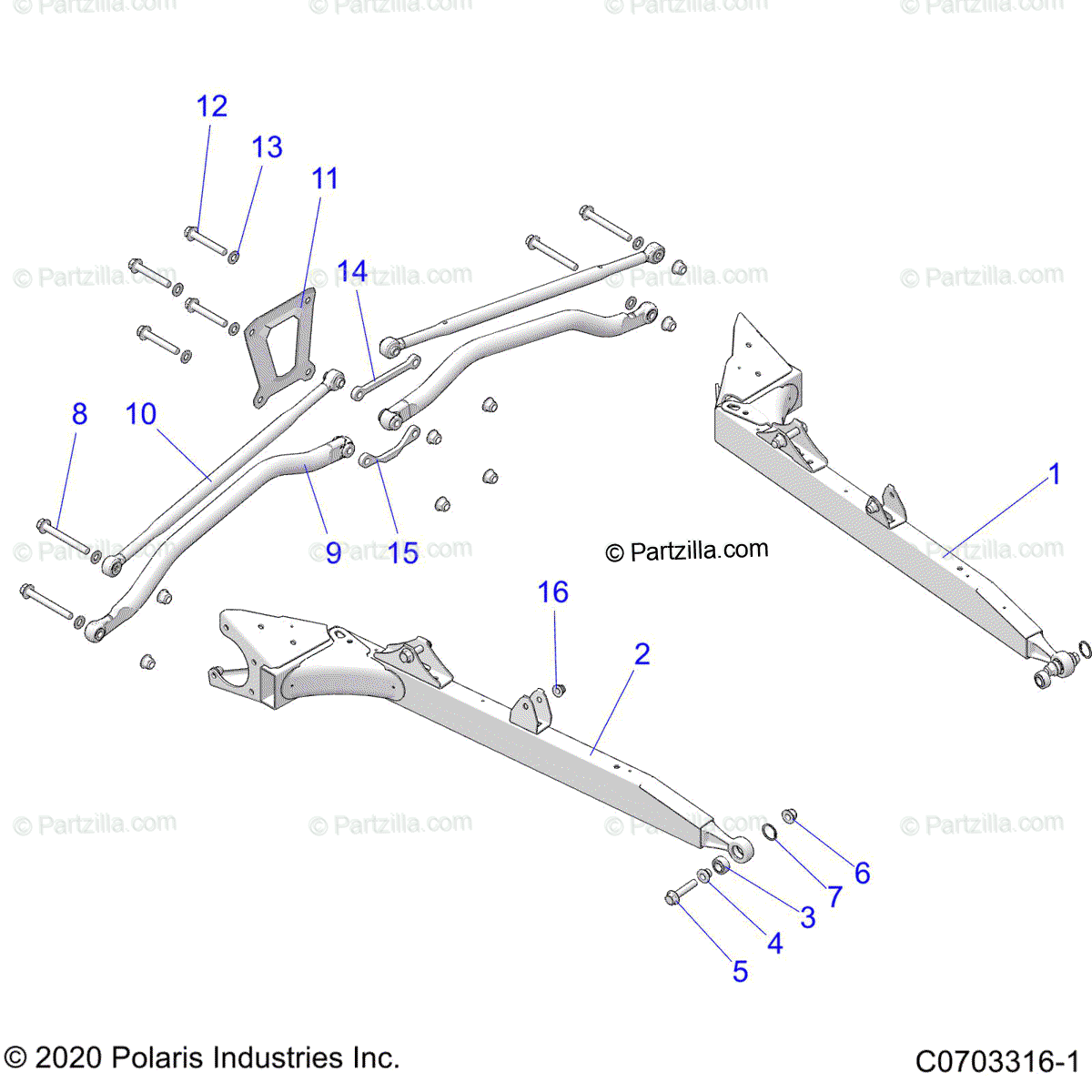 Polaris Side by Side 2021 OEM Parts Diagram for SUSPENSION, REAR 