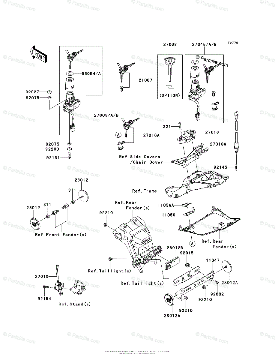 Kawasaki Motorcycle 2012 OEM Parts Diagram for Ignition Switch 