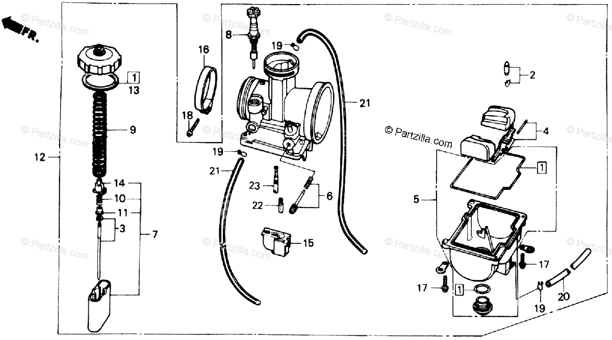 Honda ATV 1986 OEM Parts Diagram for CARBURETOR | Partzilla.com