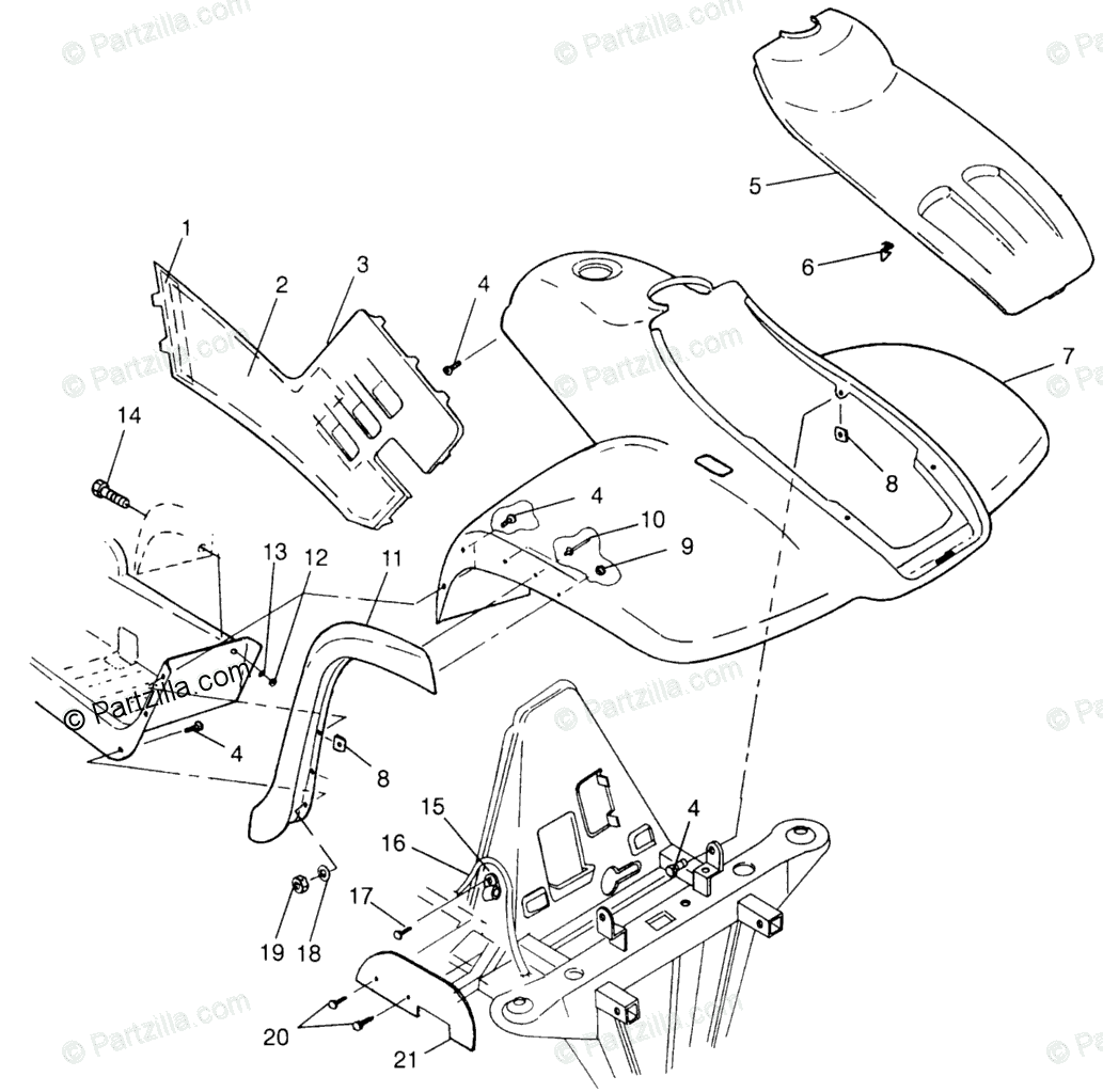 Polaris ATV 1997 OEM Parts Diagram for Front Cab Sportsman 500 | Partzilla.com