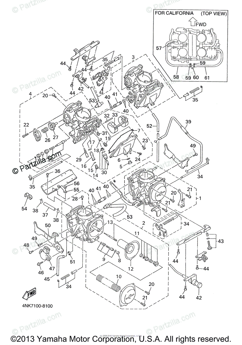 Yamaha Motorcycle 2000 OEM Parts Diagram for Carburetor | Partzilla.com