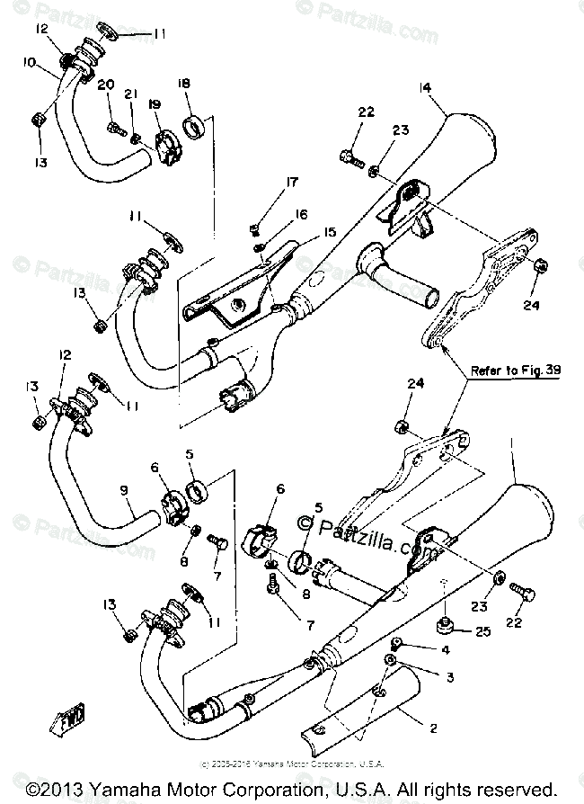 Yamaha Motorcycle 1980 OEM Parts Diagram for Exhaust | Partzilla.com