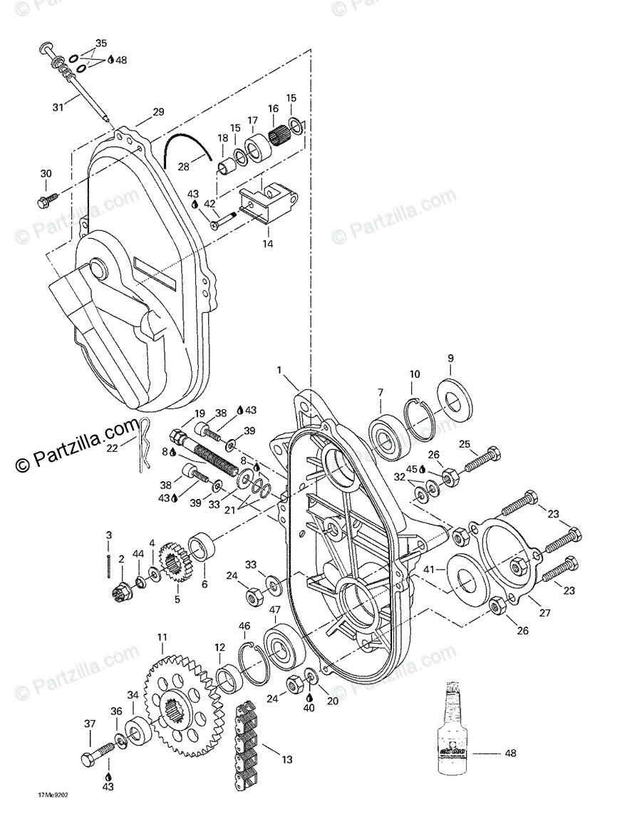 Ski-Doo 1999 FORMULA Z 583 OEM Parts Diagram for Chaincase 