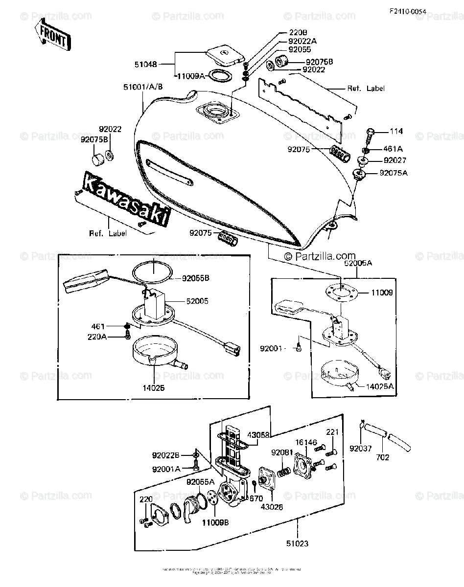 Kawasaki Motorcycle 1981 OEM Parts Diagram for FUEL TANK 