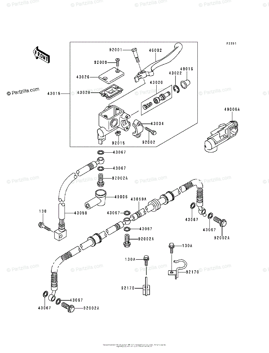 Kawasaki ATV 1998 OEM Parts Diagram for FRONT MASTER CYLINDER