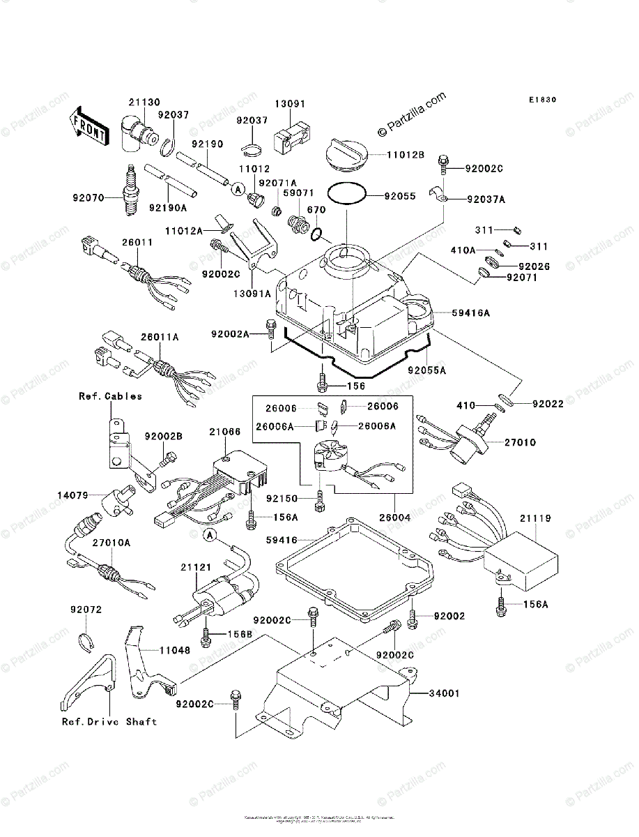 Kawasaki Jet Ski 1996 OEM Parts Diagram for Ignition System 