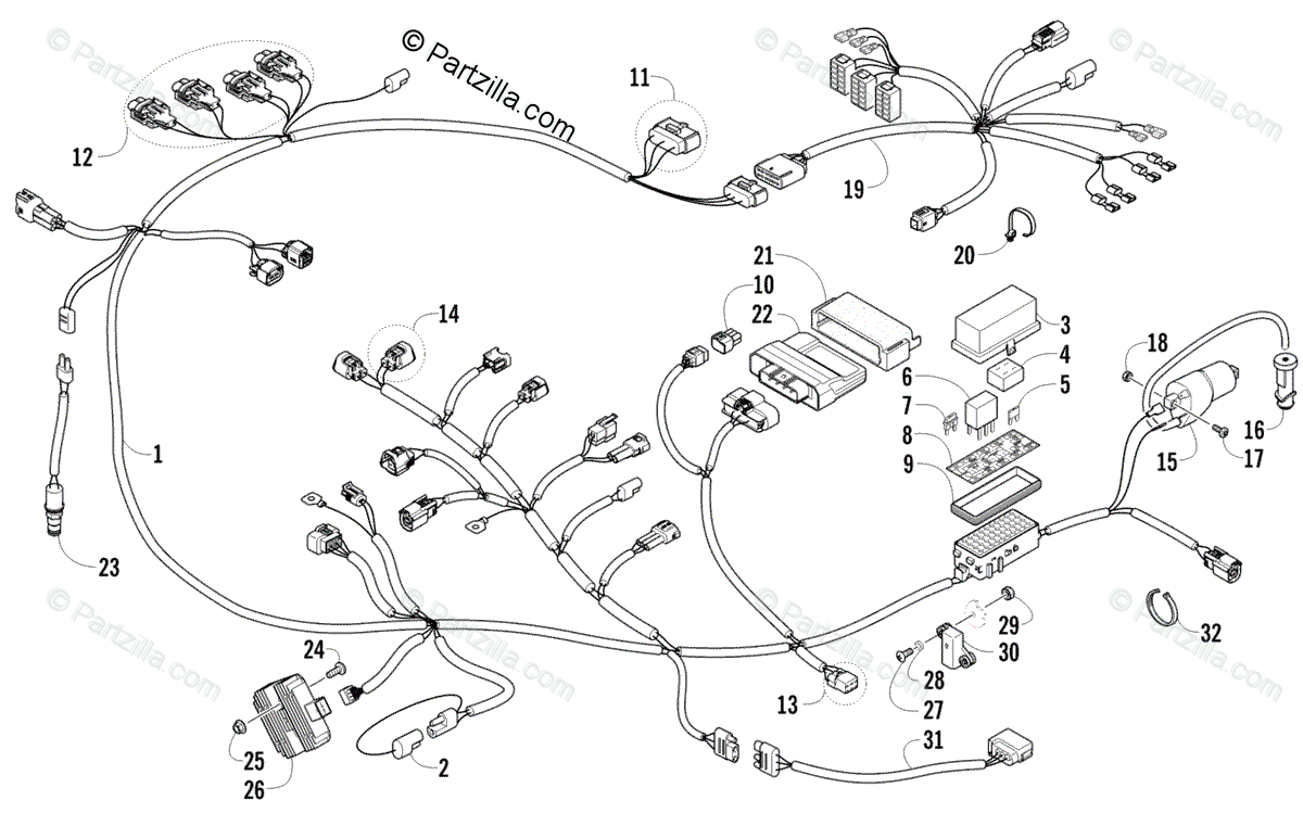Arctic Cat Side by Side 2012 OEM Parts Diagram for Wiring Harness