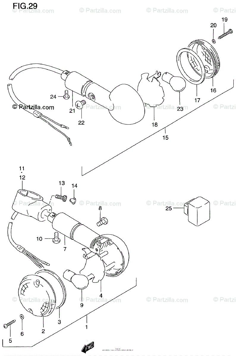 Suzuki Motorcycle 2000 OEM Parts Diagram for TURN SIGNAL LAMP