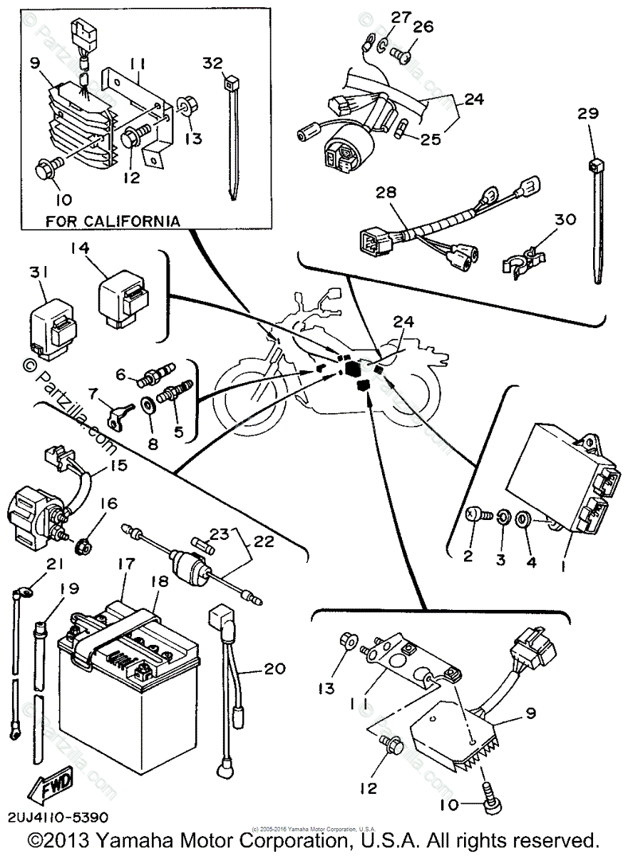 Yamaha Motorcycle 1995 OEM Parts Diagram for Electrical - 1 | Partzilla.com