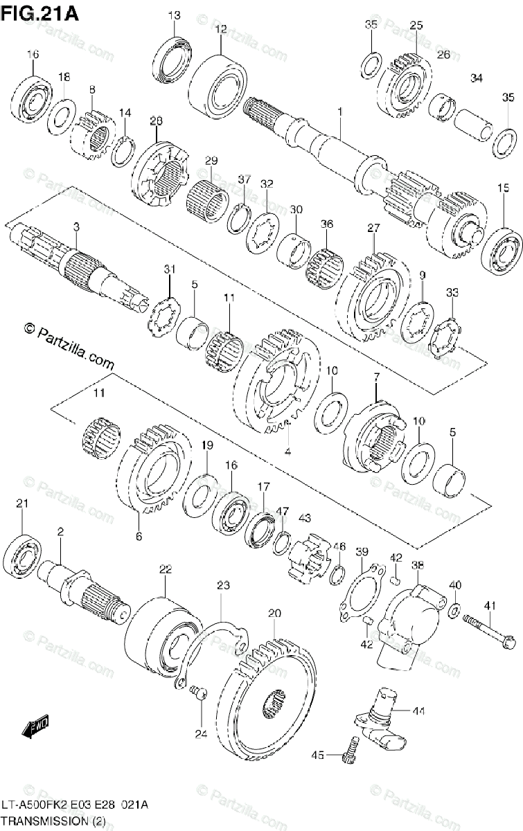 Suzuki ATV 2003 OEM Parts Diagram for TRANSMISSION (2) (MODEL K3 
