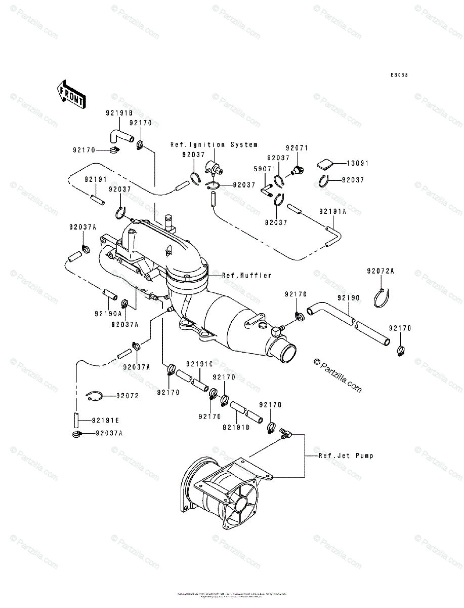 Kawasaki Jet Ski 1998 OEM Parts Diagram for Cooling | Partzilla.com