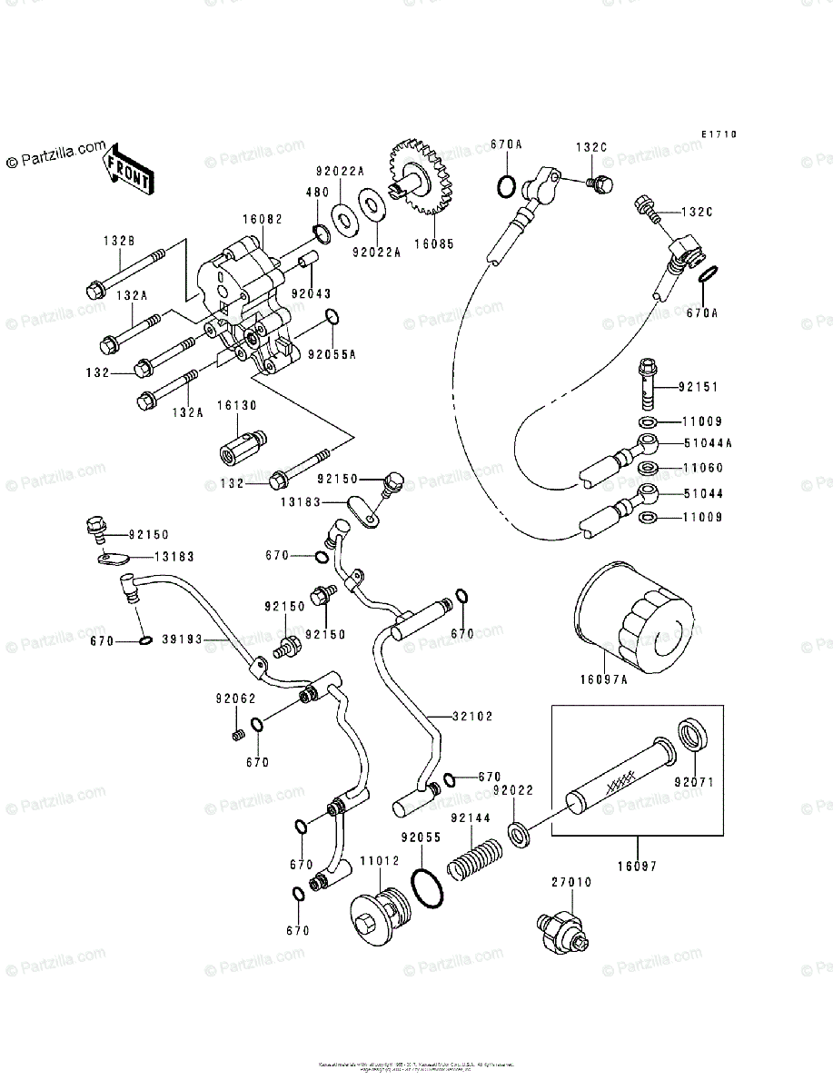 Kawasaki Motorcycle 1998 Oem Parts Diagram For Oil Pump Oil Filter