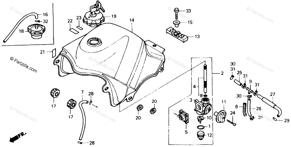Honda Motorcycle 1989 OEM Parts Diagram for FUEL TANK | Partzilla.com