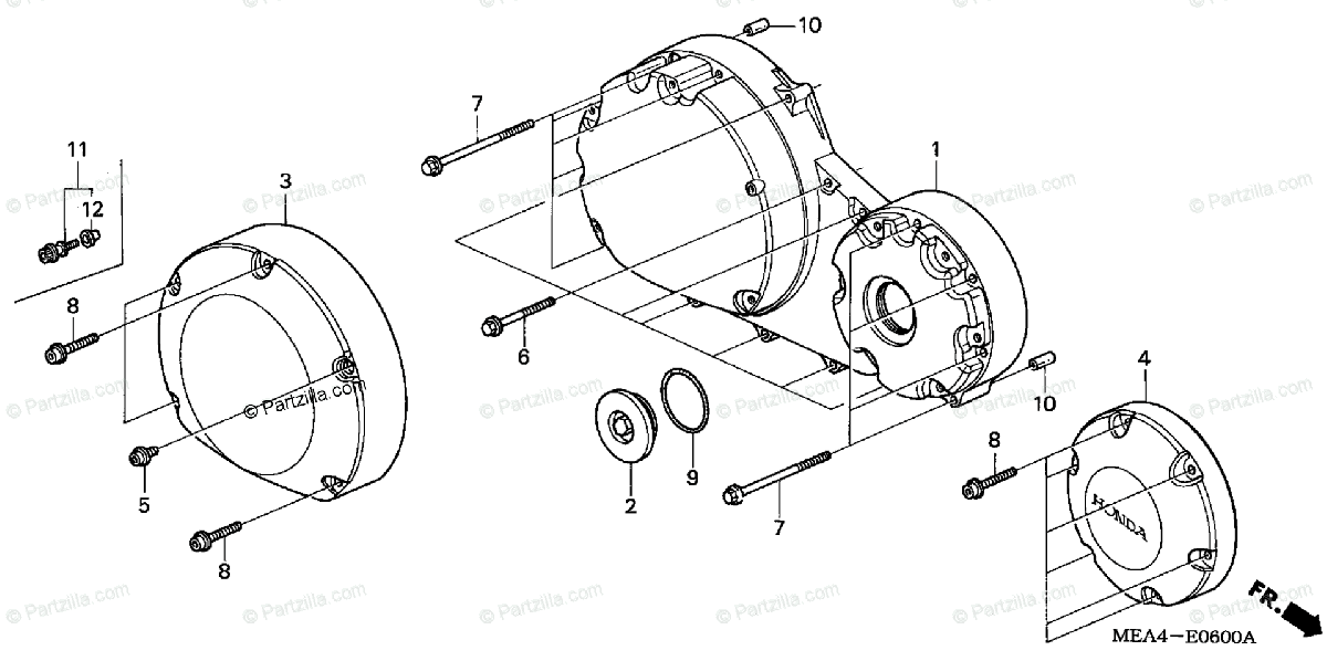 Honda Motorcycle 2008 OEM Parts Diagram for Right Crankcase Cover
