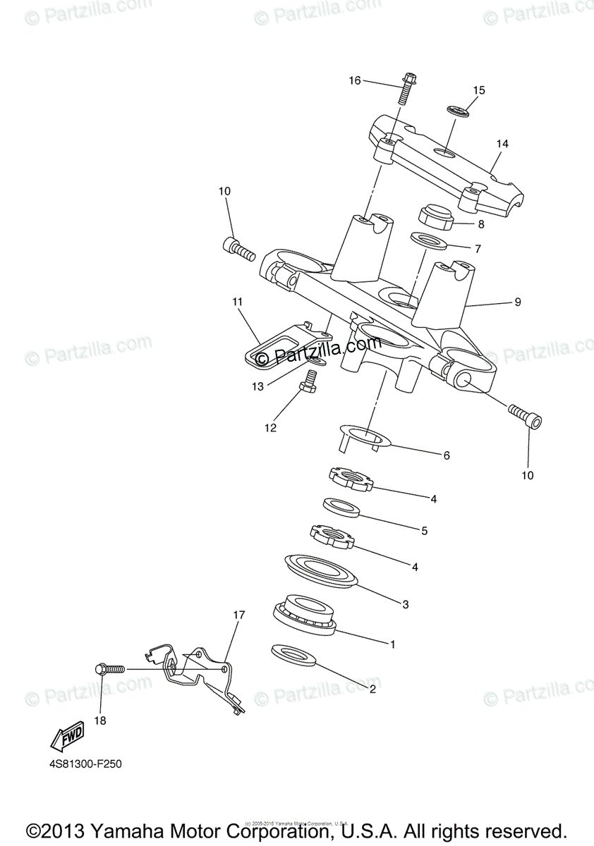 Yamaha Motorcycle 2007 OEM Parts Diagram for Steering | Partzilla.com