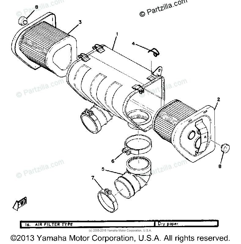 Yamaha Motorcycle 1969 OEM Parts Diagram for AIR CLEANER 