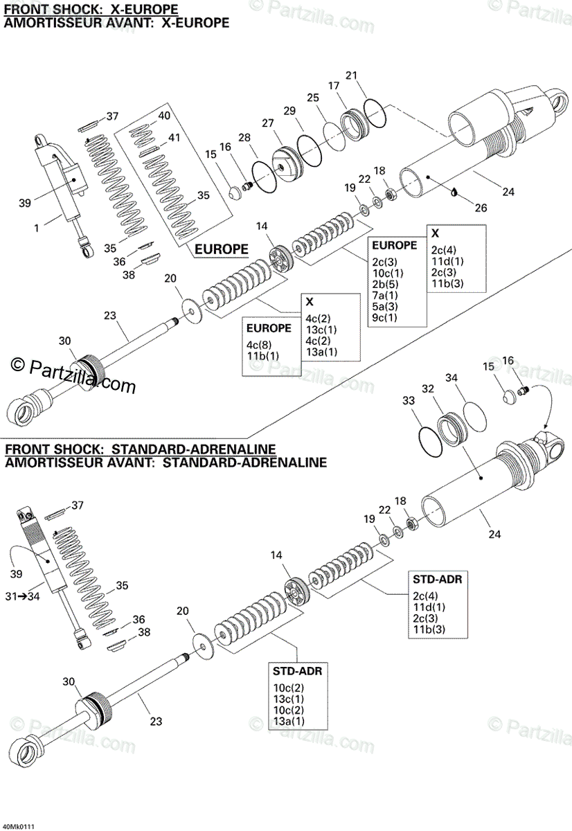 Ski-Doo 2001 MX Z 800 OEM Parts Diagram for Front Take Apart 