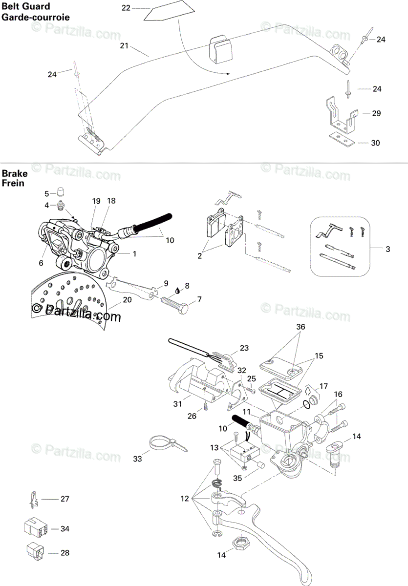 Ski-Doo 1996 FORMULA Z OEM Parts Diagram for Hydraulic Brake 