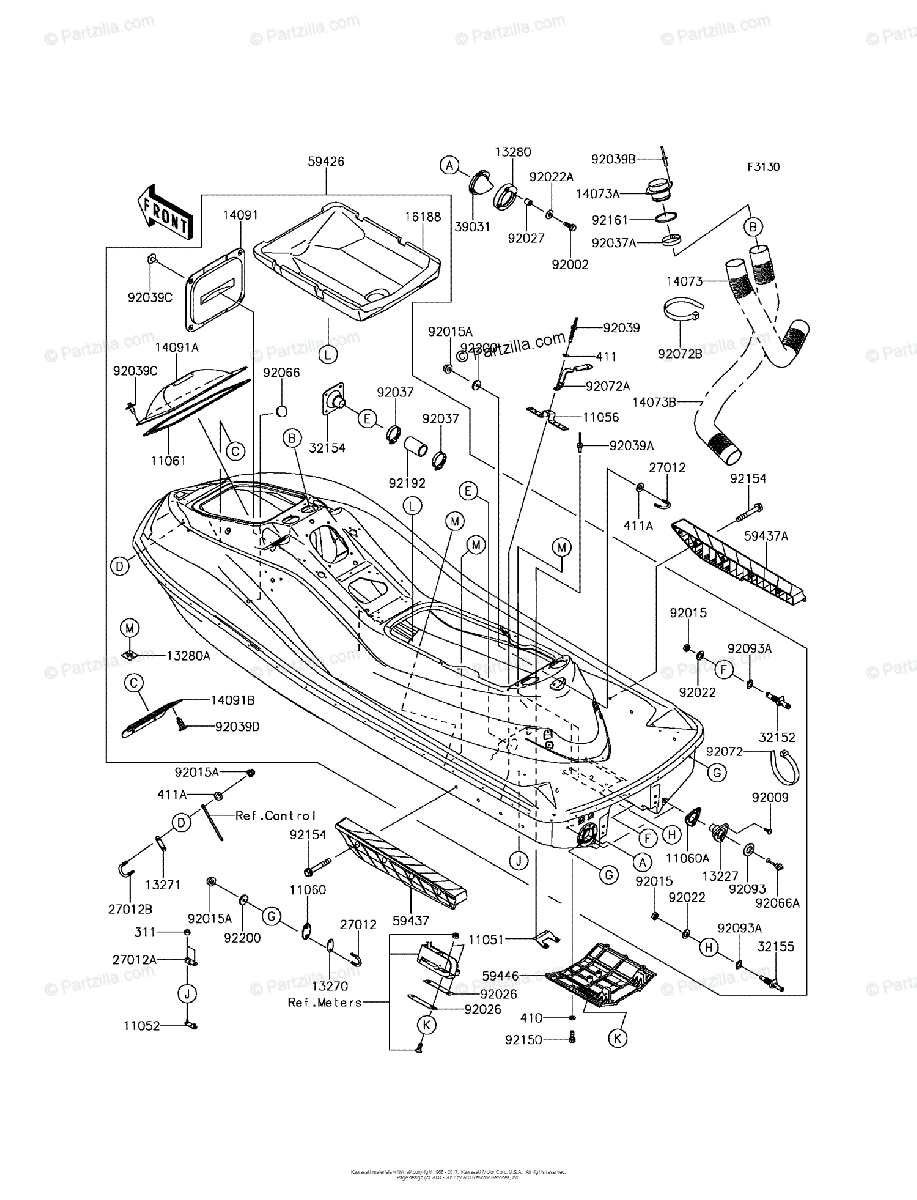 Kawasaki Jet Ski  OEM Parts Diagram for Hull   Partzilla.com