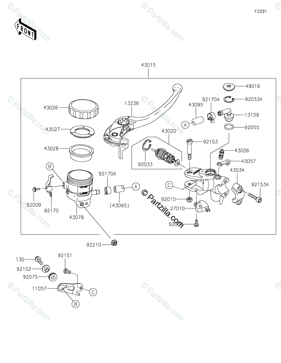 Kawasaki Motorcycle 2021 OEM Parts Diagram for FRONT MASTER 