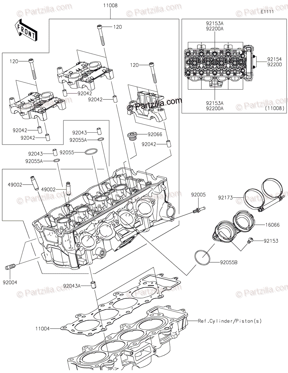 Kawasaki Motorcycle 2023 OEM Parts Diagram for Cylinder Head 