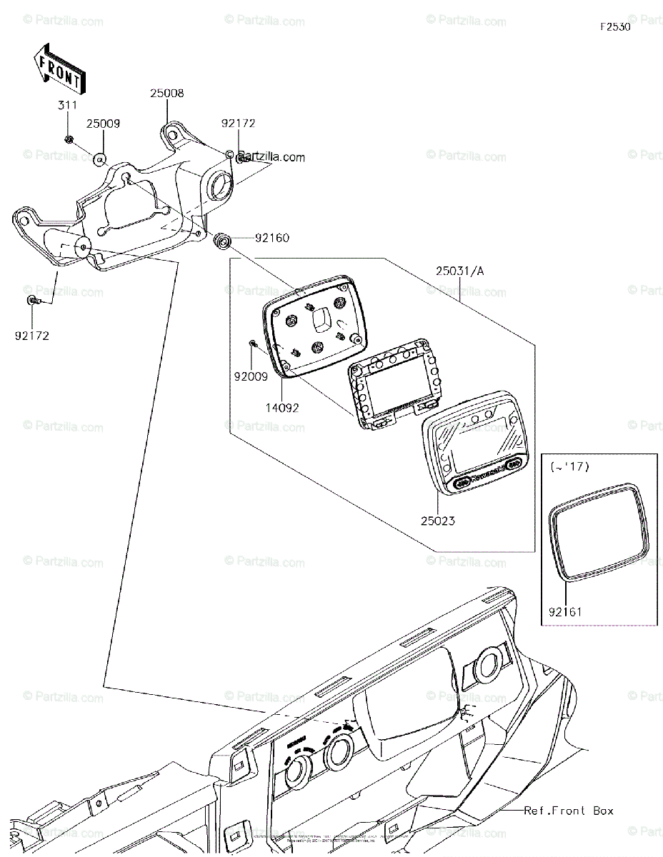 Kawasaki Side by Side 2017 OEM Parts Diagram for Meter(s 