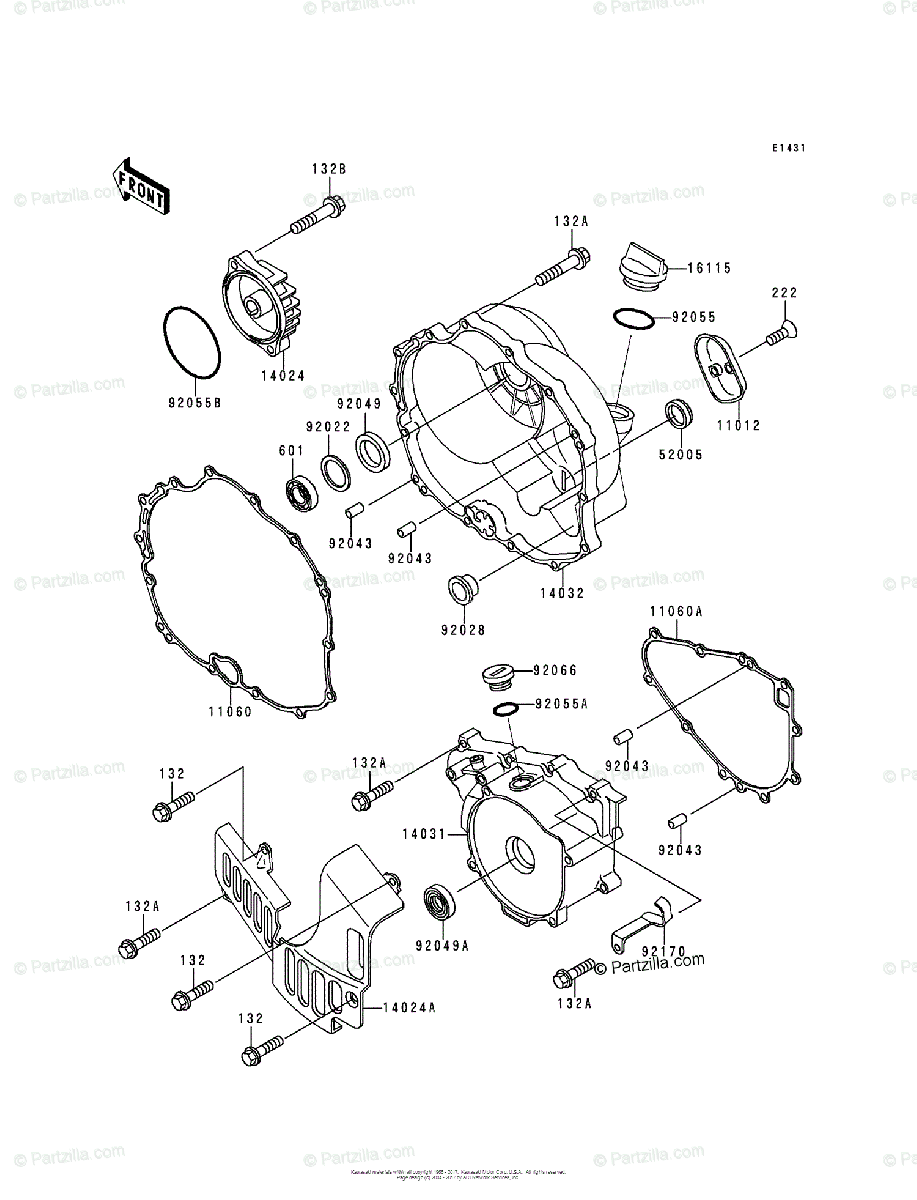 Kawasaki ATV 1989 OEM Parts Diagram for Engine Cover(s) | Partzilla.com