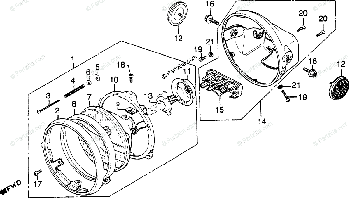 Honda Motorcycle 1980 OEM Parts Diagram for Headlight | Partzilla.com