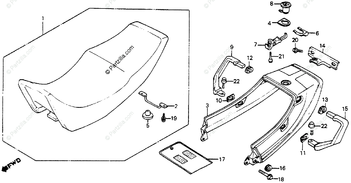 Honda Motorcycle 1985 OEM Parts Diagram for Seat / Rear Cowl
