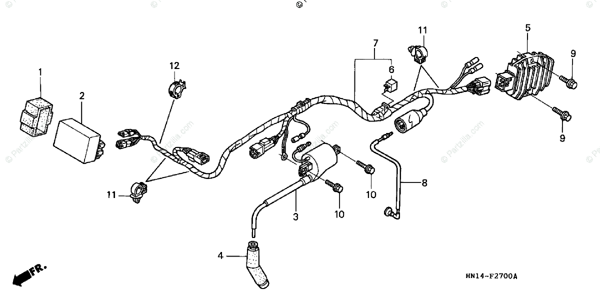 Honda ATV 1999 OEM Parts Diagram for Wire Harness ('99-'04 