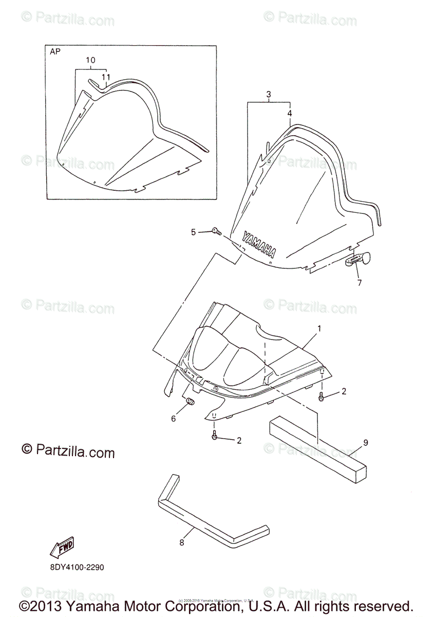 Yamaha Snowmobile 2002 Oem Parts Diagram For Windshield