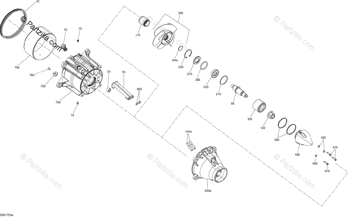 Sea-Doo 2017 RXT X 300 OEM Parts Diagram for Pump - All Models 