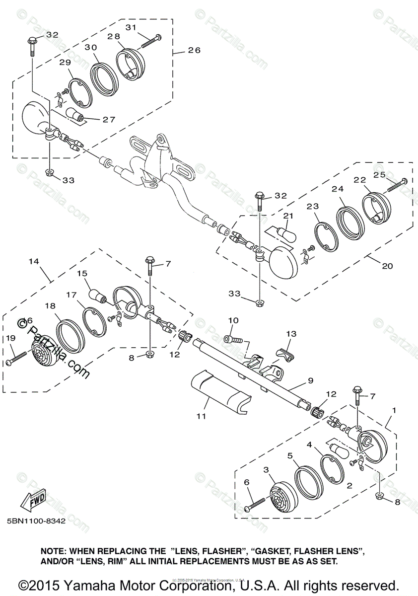 Yamaha Motorcycle 1998 OEM Parts Diagram for Flasher Light | Partzilla.com